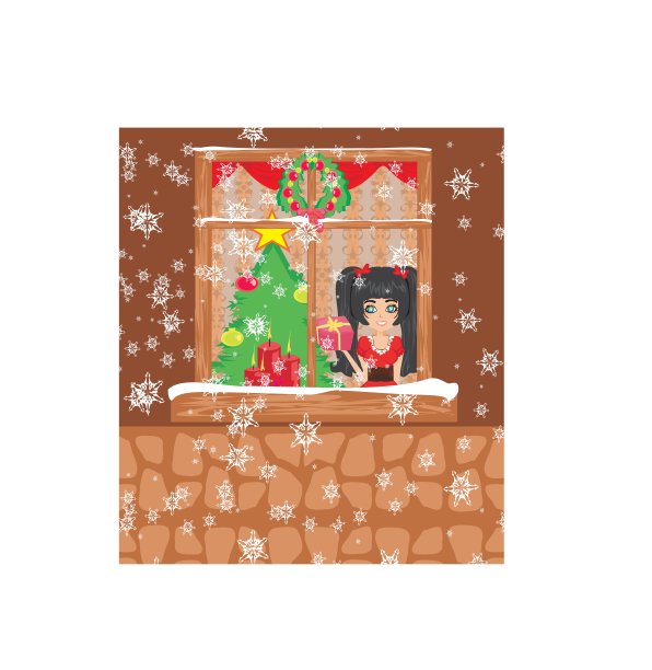 可爱的女孩与礼盒图片下载