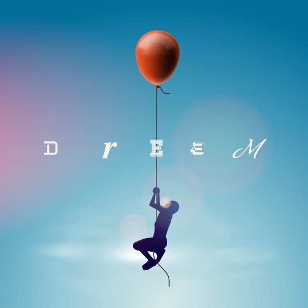 气球上那个人的剪影图片下载