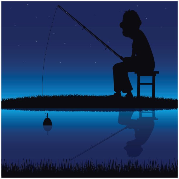 院子旁边渔夫的剪影图片下载