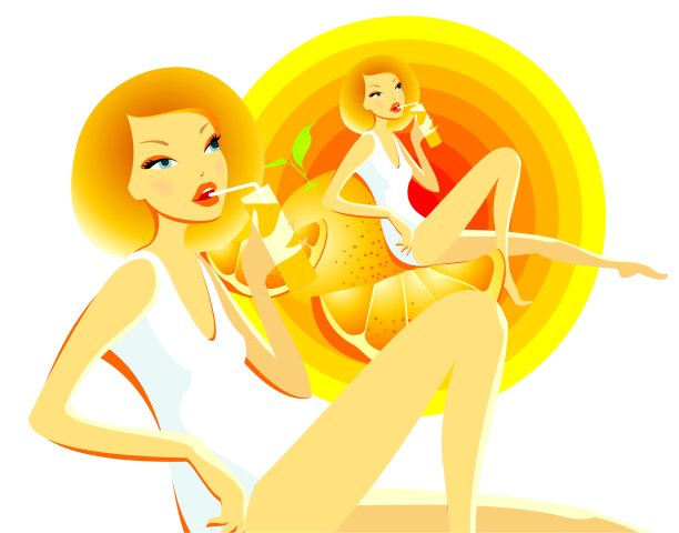 橘色的女人图片下载