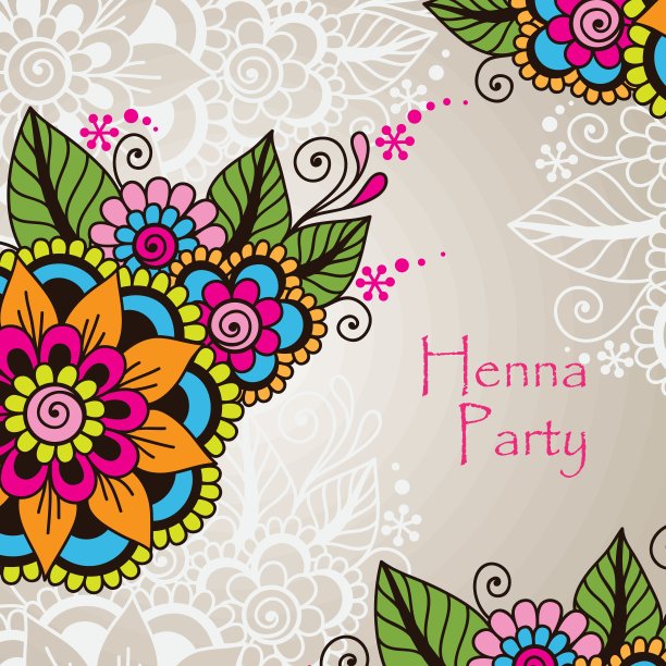 手绘抽象指甲花曼海蒂花装饰图片下载