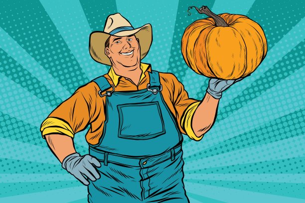 乡亲和南瓜，节日感恩图片下载