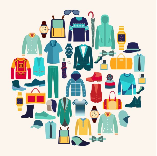 向量集图标的时尚男装收集。图片下载