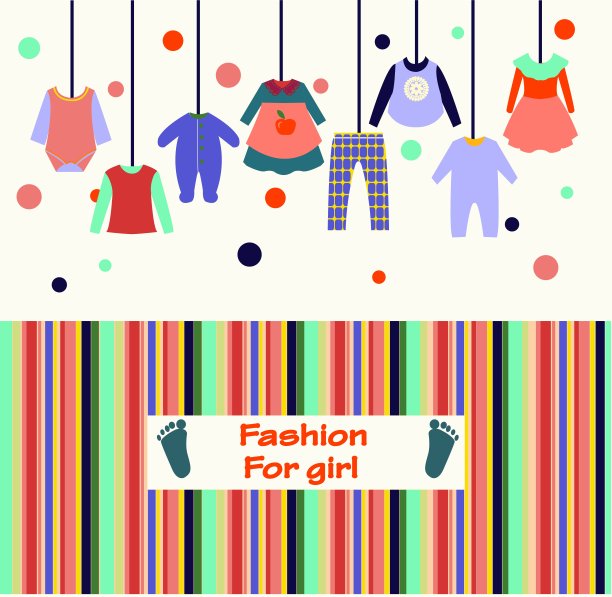 一套婴儿和儿童服装收集女孩时尚图片下载