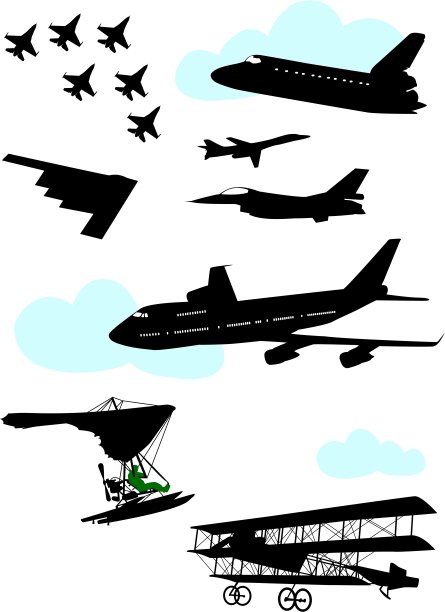 各种飞机的剪影图片下载