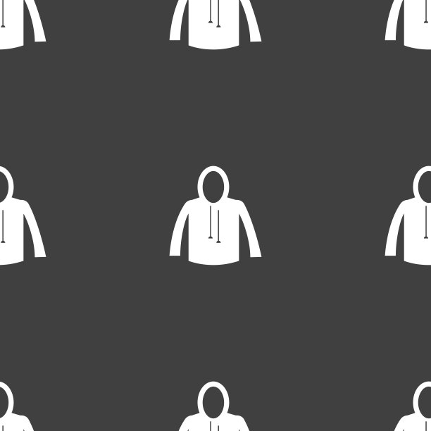 休闲夹克图标标志。灰色背景上的无缝模式。向量图片下载