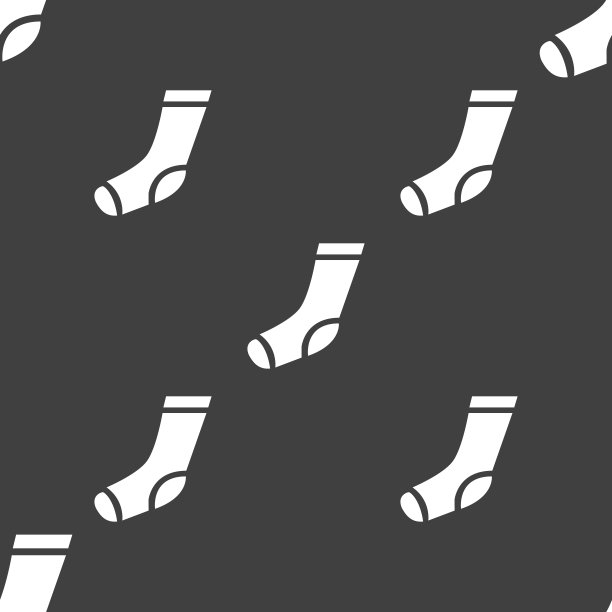 袜子图标符号。灰色背景上的无缝模式。向量图片下载