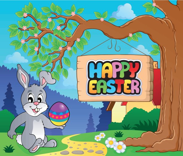 图像与复活节兔子和符号3图片下载