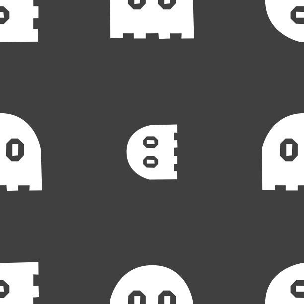 鬼图标符号。灰色背景上的无缝模式。向量图片下载