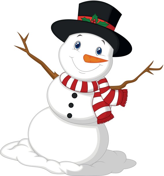 戴帽子和红色围巾的圣诞雪人素材图片
