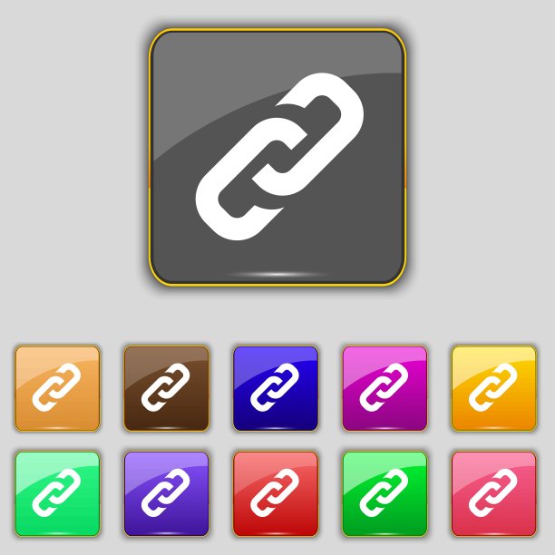 链接图标符号。为你的网站设置11个颜色的按钮。向量图片下载