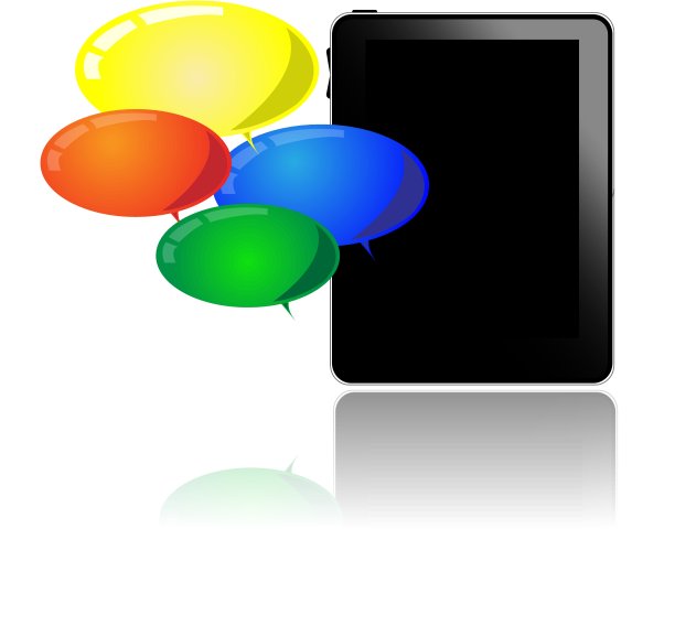 带有彩色气球的平板电脑图片下载