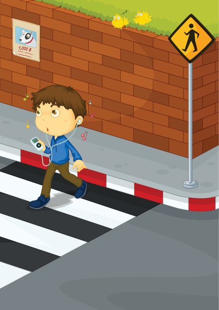 男孩穿越道路图片下载