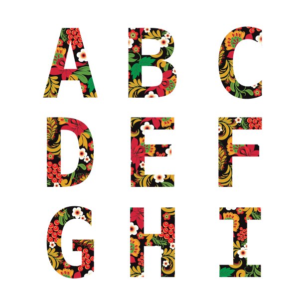 英文字母矢量图图片下载