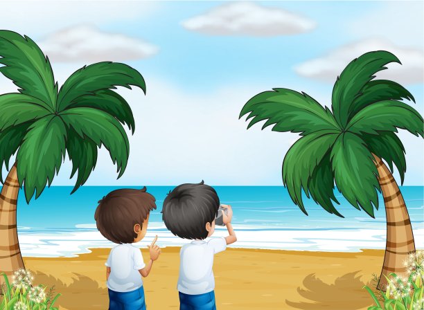 两个摄影师在海滩上图片下载