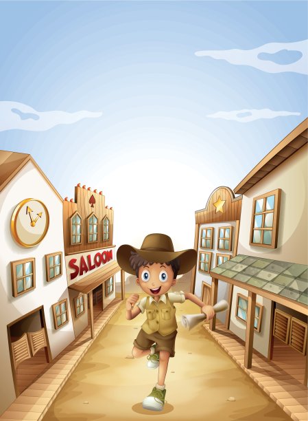 一个男孩一边跑一边拿着纸图片下载