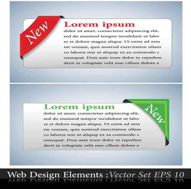 矢量有色角丝带集图片下载