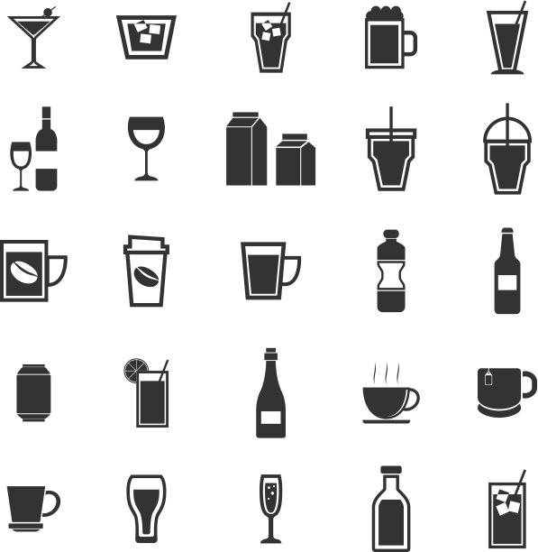 白色背景上的饮料图标图片下载