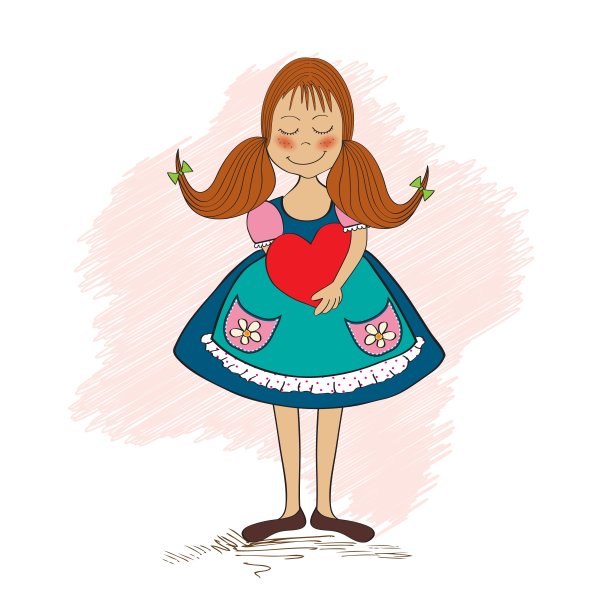 爱着一颗心的女孩图片下载