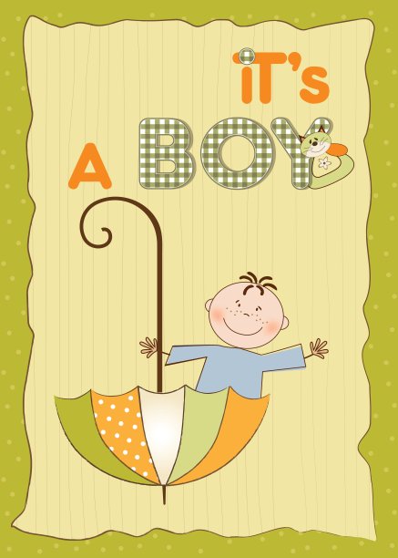 带伞的婴儿沐浴卡图片下载