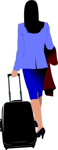 拿着手提箱的女商人。矢量图图片下载