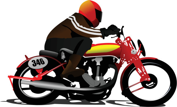 骑自行车的人在路上。矢量图图片下载