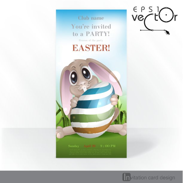 带彩蛋的复活节兔子。图片下载