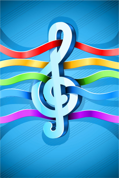 带丝带的高音谱号音乐符号图片下载