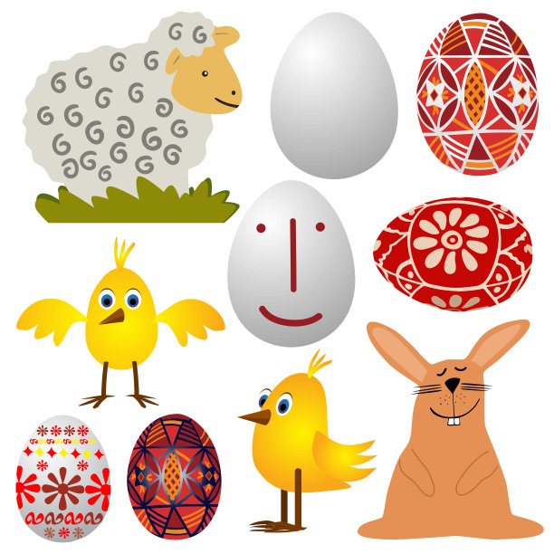 复活节-各种元素-向量图片下载