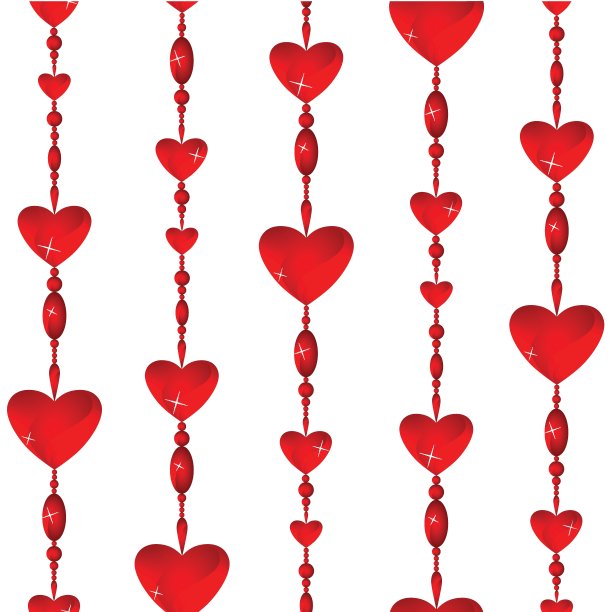 无缝的情人节颜色背景与红色玻璃心图片下载