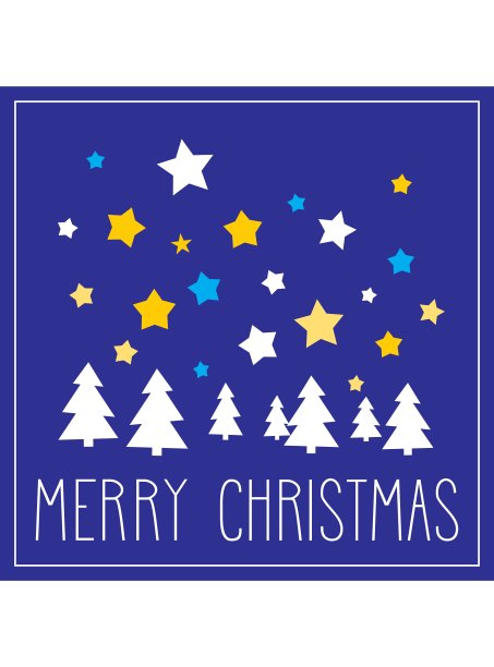 假日矢量卡与星星，树和手绘圣诞祝福图片下载