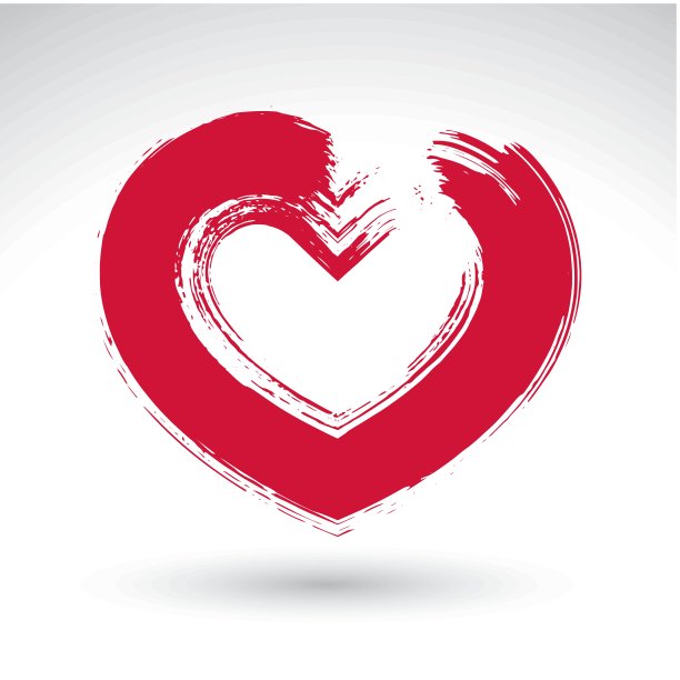 手画红色爱心图标，笔画爱心符号，图片下载