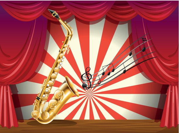 舞台上的萨克斯风和音符图片下载