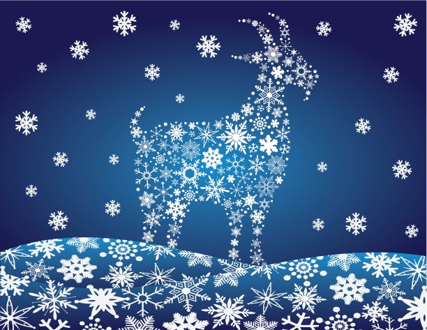 2014中国山羊雪花插画图片下载