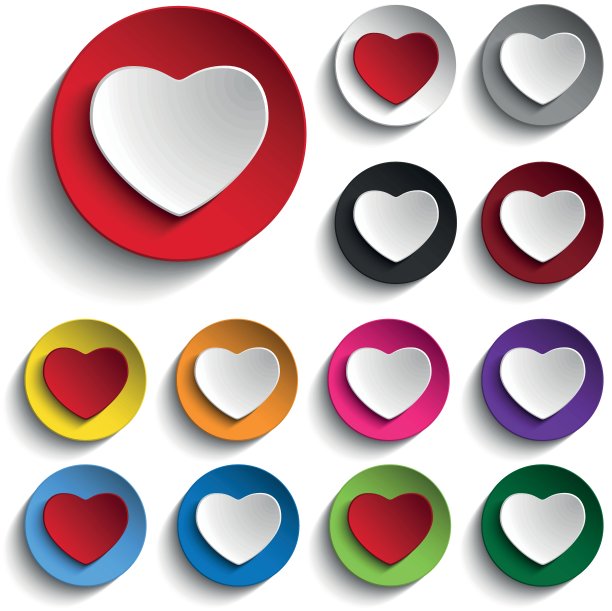 情人节彩色心形纽扣套装图片下载