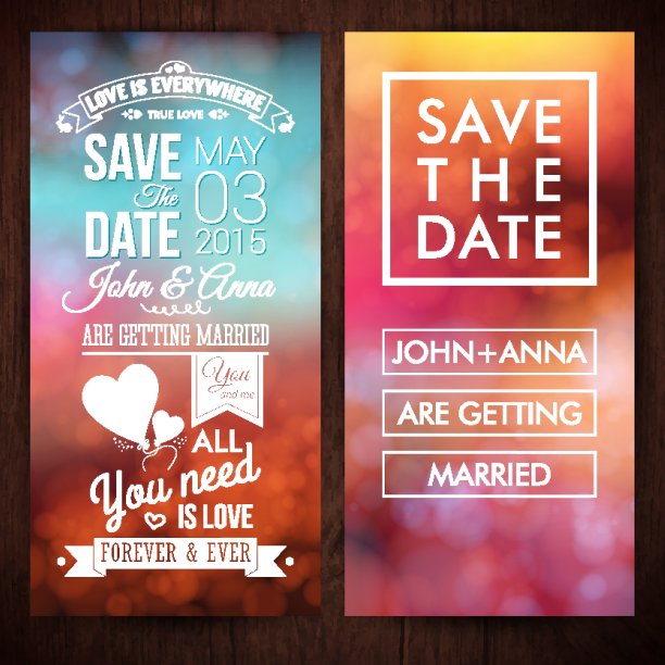 把日期留到个人假期。婚礼的邀请。向量图片下载