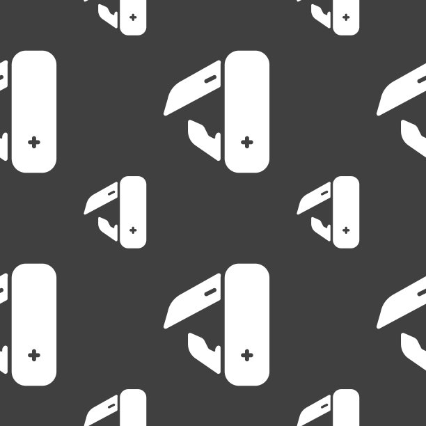 刀，野餐的标志。灰色背景上的无缝模式。向量图片下载