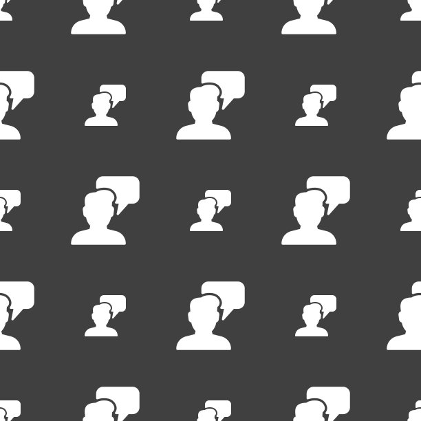 人们说话的标志。灰色背景上的无缝模式。向量图片下载