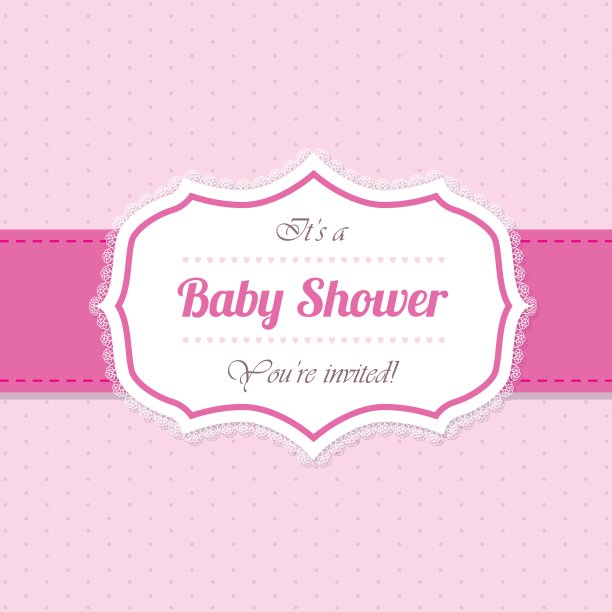 粉色宝宝派对邀请设计图片下载