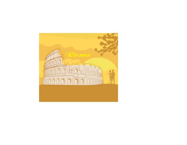 一对夫妇在罗马斗兽场前剪影图片下载