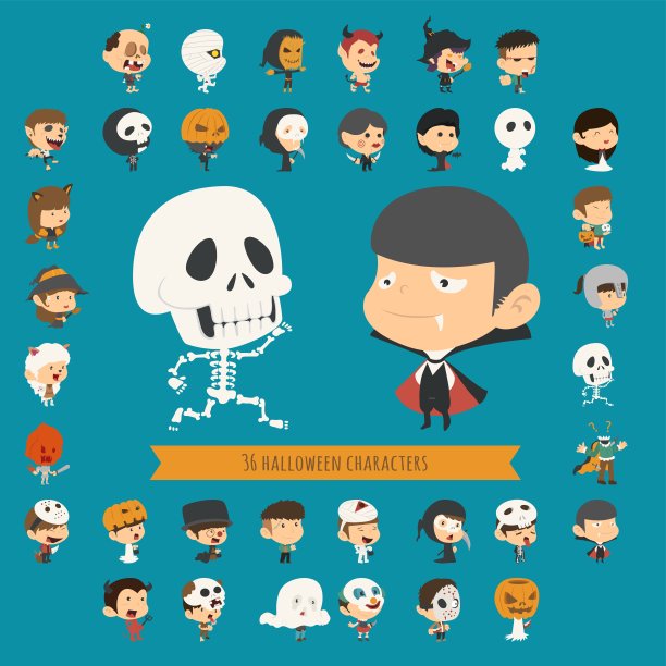 一套40万圣节服装的角色图片下载