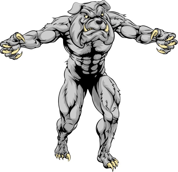 斗牛犬可怕的体育吉祥物图片下载