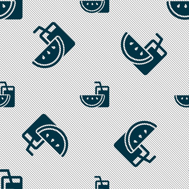 能量饮料，西瓜片图标标志。无缝图案与几何纹理。向量图片下载