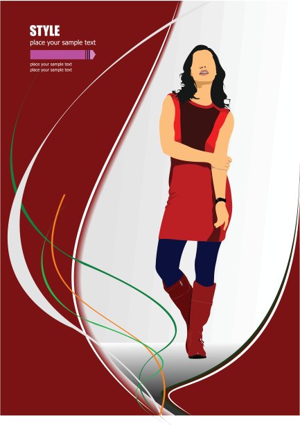 可爱的购物女士海报。矢量彩色插图图片下载