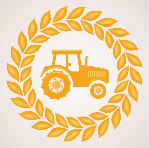 带有拖拉机符号的小麦边界矢量设计图片下载