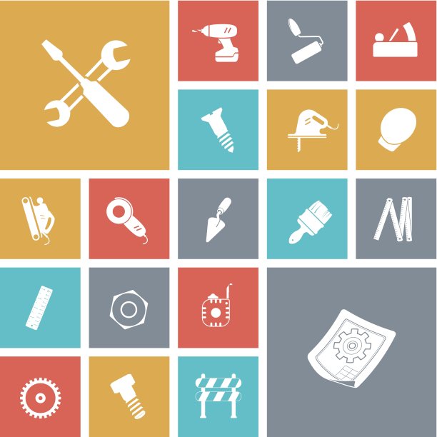 建筑和工业平面设计图标图片下载