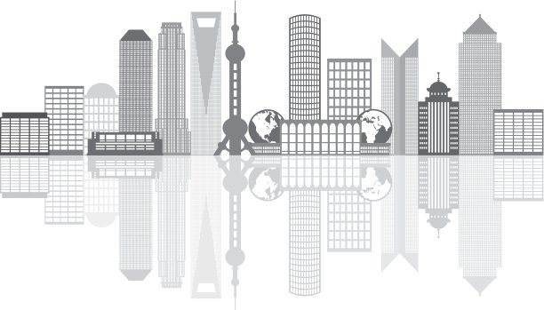 上海城市天际线灰度轮廓图图片下载