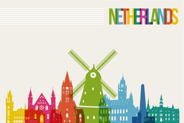 旅行荷兰目的地地标天际线背景图片下载