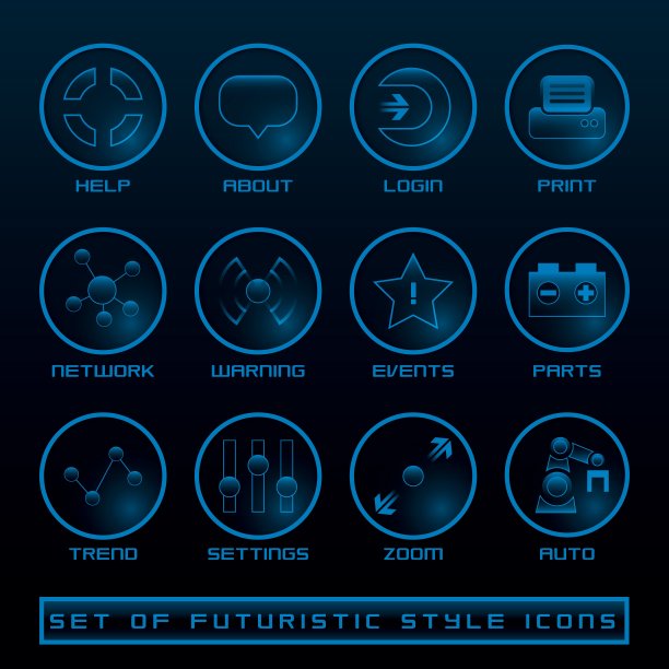 一组未来的用户界面图标图片下载