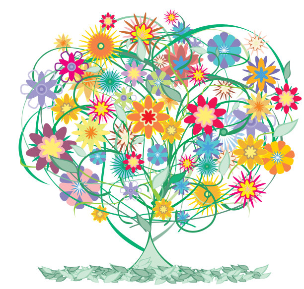 带花向量树图片下载